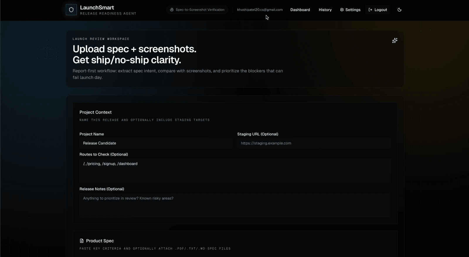 LaunchSmart: AI Pre-Launch QA Platform project preview